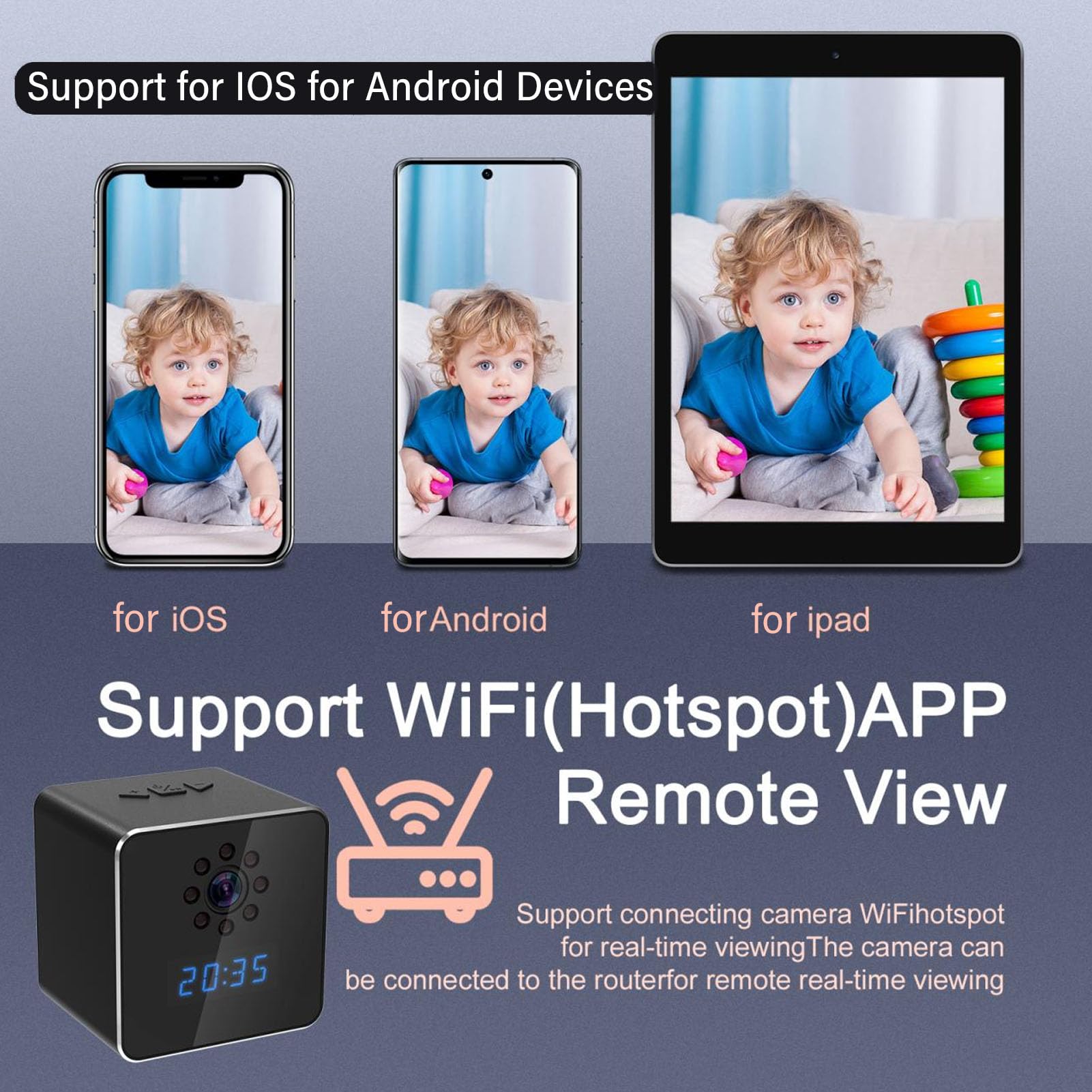 Jectse Kamera bezpieczeństwa wewnętrzna, bezprzewodowa kamera WiFi dla bezpieczeństwa domowego, mała kamera 1080p z szerokim kątem 160°, dwukierunkowy interkom głosowy, noktowizor HD, nagrywanie w