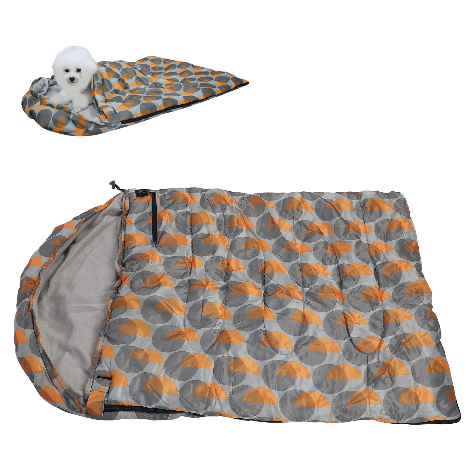 Warmer Schlafsack für Haustiere, 190T Wasserdichter Polyester-Hundeschlafsack mit 3-stufiger Heizung, Fleece-PP-Baumwolle, Reißverschlusseingang, Verstaubares Bett für Camping, Wandern, Reisen