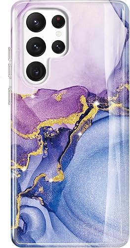 Miniatura 1 de luolnh Funda Galaxy S23 Ultra, funda para Samsung Galaxy S23 Ultra para niñas y mujeres, diseño de mármol brillante con purpurina dorada, goma de