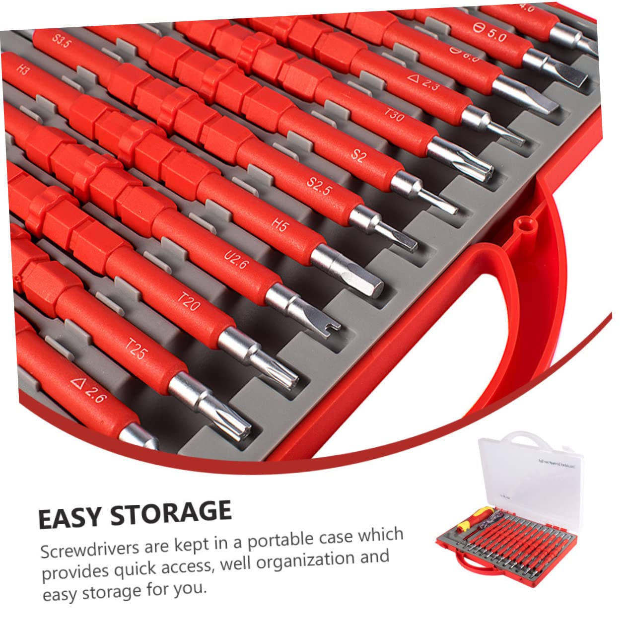 SHINEOFI Mini Destornillador Eléctrico Porta Tornillos y Estuche Portátil de Acero Rojo, Kit Aislado para Trabajo Profesional y Bricolaje en Casa