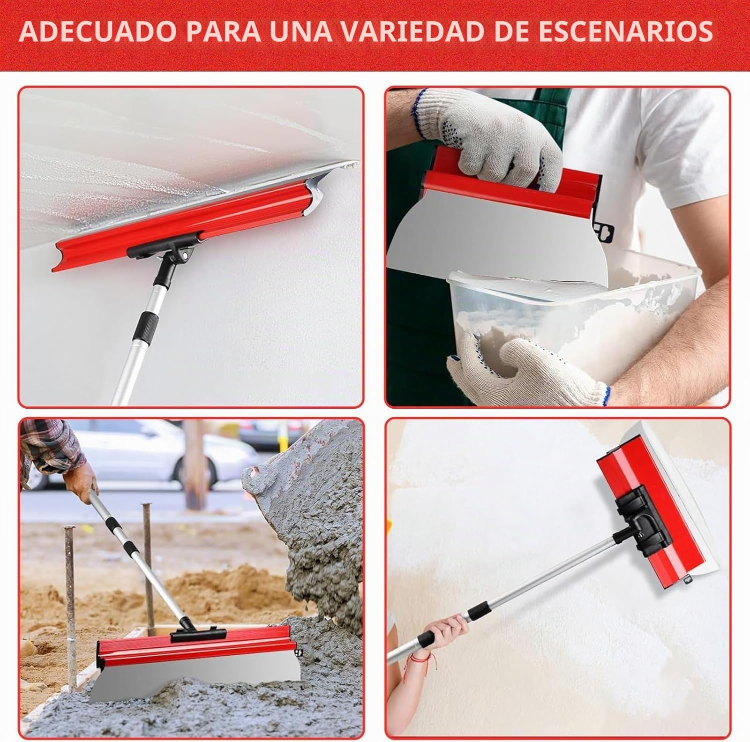 Juego de espátulas de acero inoxidable, 0,38 mm y 0,5 mm de grosor, 80 cm / 60 cm / 40 cm / 25 cm, para grandes áreas de trabajo, decoración de pared y construcción