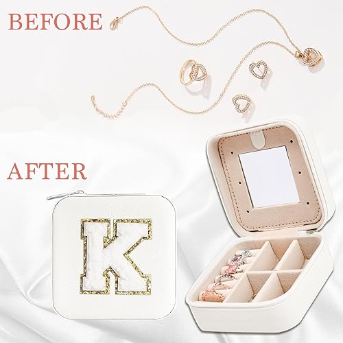 Miniatura 2 de Nayno Joyero para joyería, pequeño joyero de viaje, organizador de joyas, accesorios esenciales para mujeres, joyero blanco personalizado para mamá,