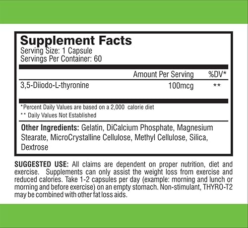 Miniatura 5 de BioCor Nutrition 60 cápsulas para un mes de suministro Respaldo para acelerar el metabolismo y quemar grasas para perder peso Thyro T2 Thyroid