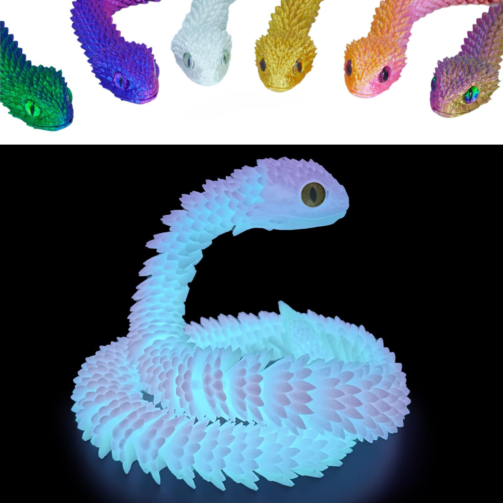 LBOYLOVE® 3D Printed Snake - 24 & 21 Inch Movable Articulated Snake, Must-Have Toys for Kids and Collectors, Home Office Executive Desk Decor–Realistic Slithering Design (24 inch)
