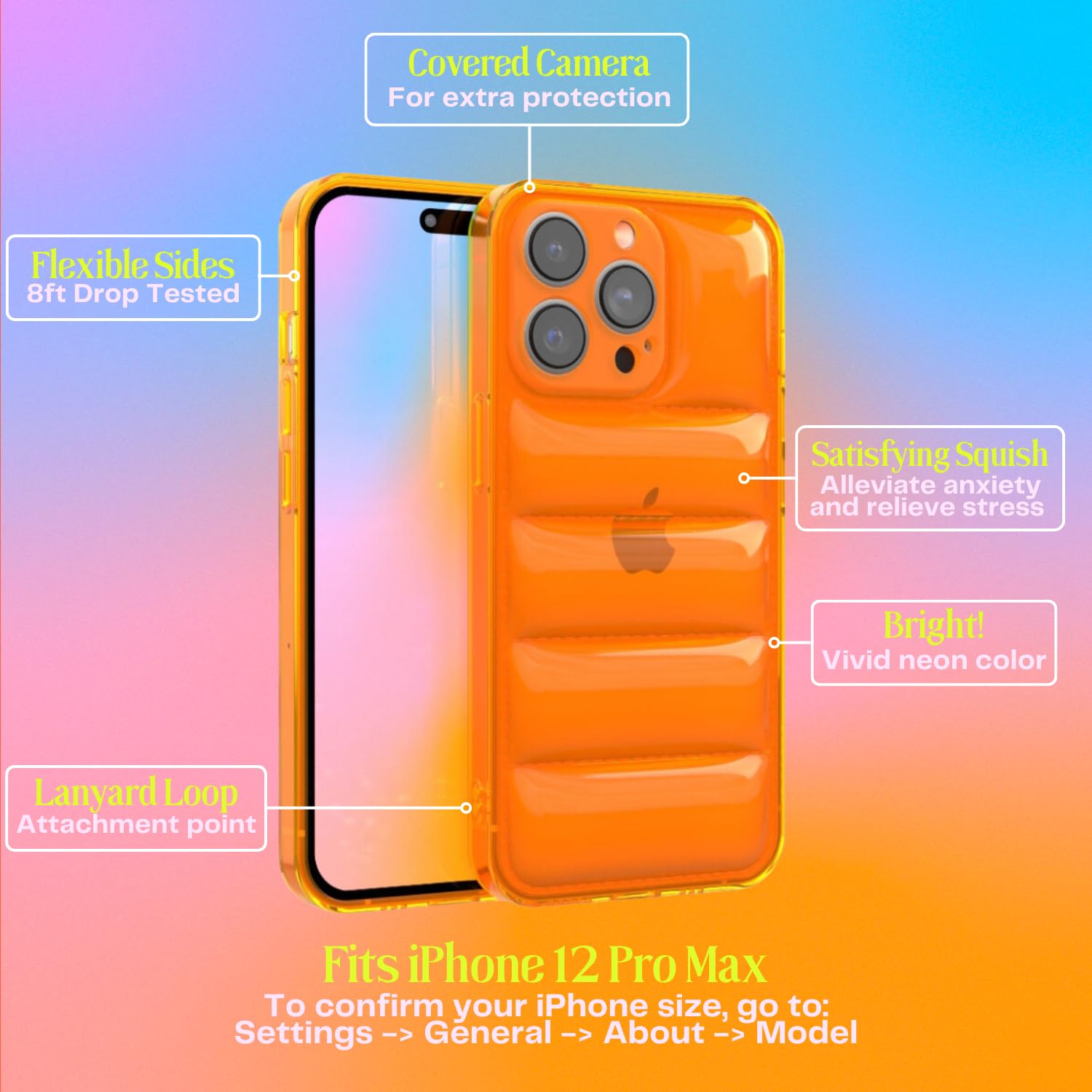 Amazon.com: FELONY CASE - iPhone 12 Pro Max Neon Orange Puffer