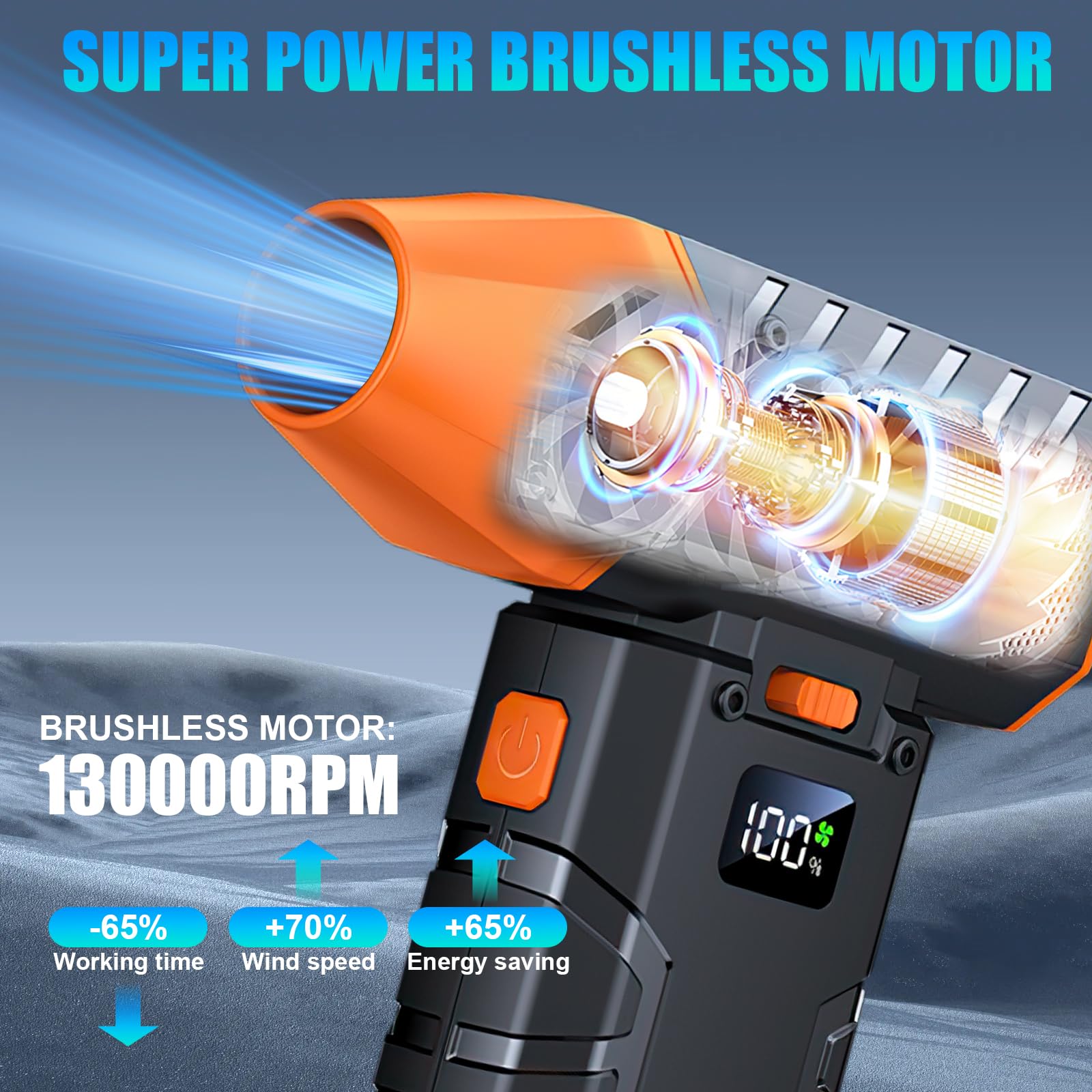 Compressed Air Duster, 130000 RPM Cordless Dust Blower With LED - View #12