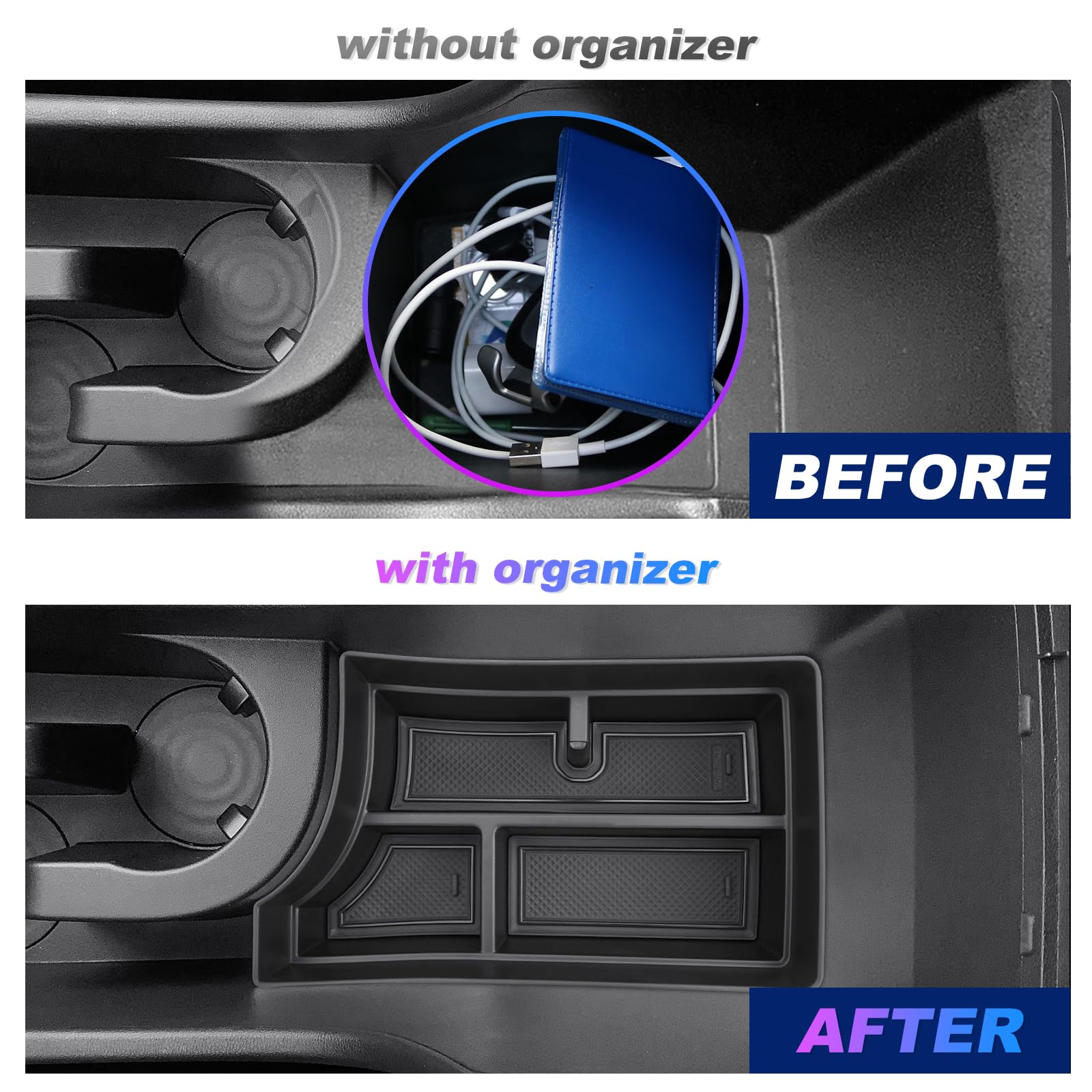 SXCY for 2024 2025 Hyundai Kona Center Console Organizer for 24 25 Hyundai Kona Accessories Armrest Storage for 2024 Kona Console Organizer [Only Fit 2024+ Kona Gas SE SEL with Manual Shift Handle]