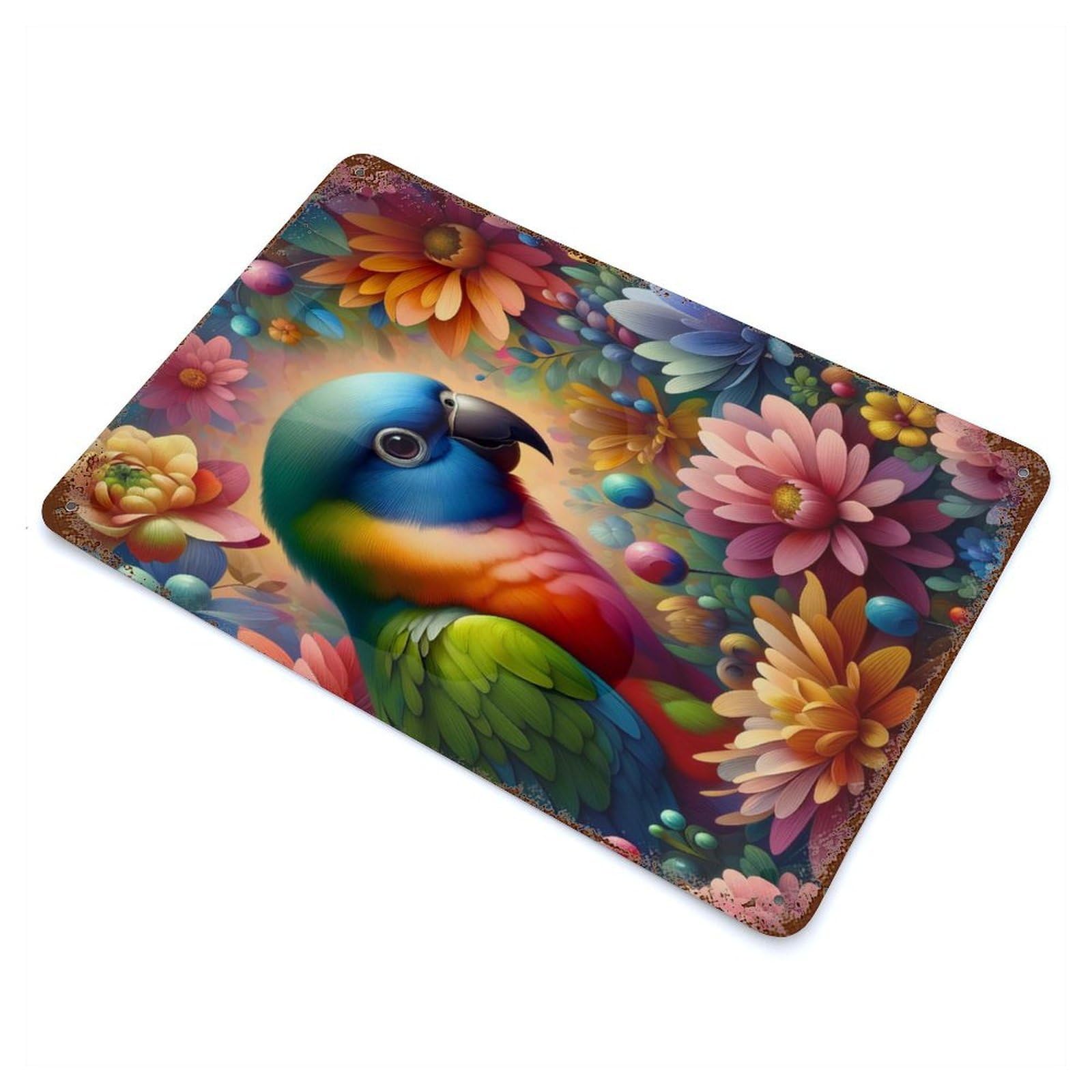 The Parrot Is My Friend Rustic Tin Plaque 11.8"x7.9", for Shed, Workshop And Garage Wall Decor, Rustic Home Decor