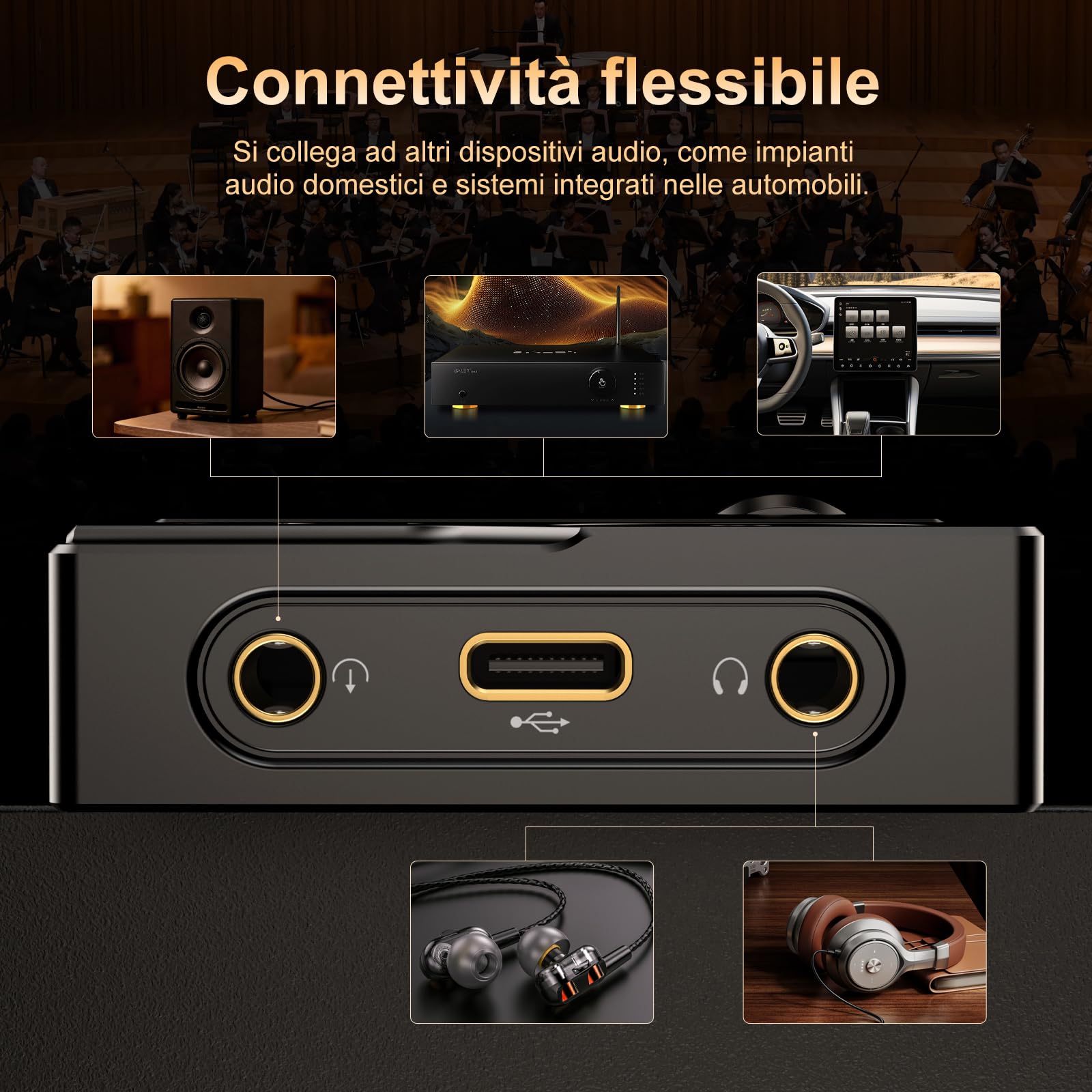 Lettore MP3 Hi-Fi, lettore musicale audio digitale DSD ad alta risoluzione senza perdita di dati, lettore audio DAC-FLAC portatile, 192 kHz/24 bit, lettore audio portatile con 64 GB (Black)