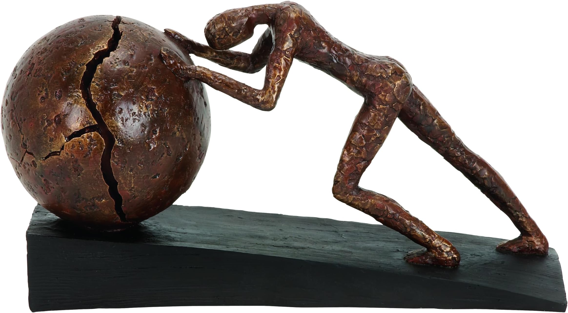 Deco 79 Polystone People Decorative Sculpture Home Decor Statue with Ball, Accent Figurine 5" x 15" x 8", Brown