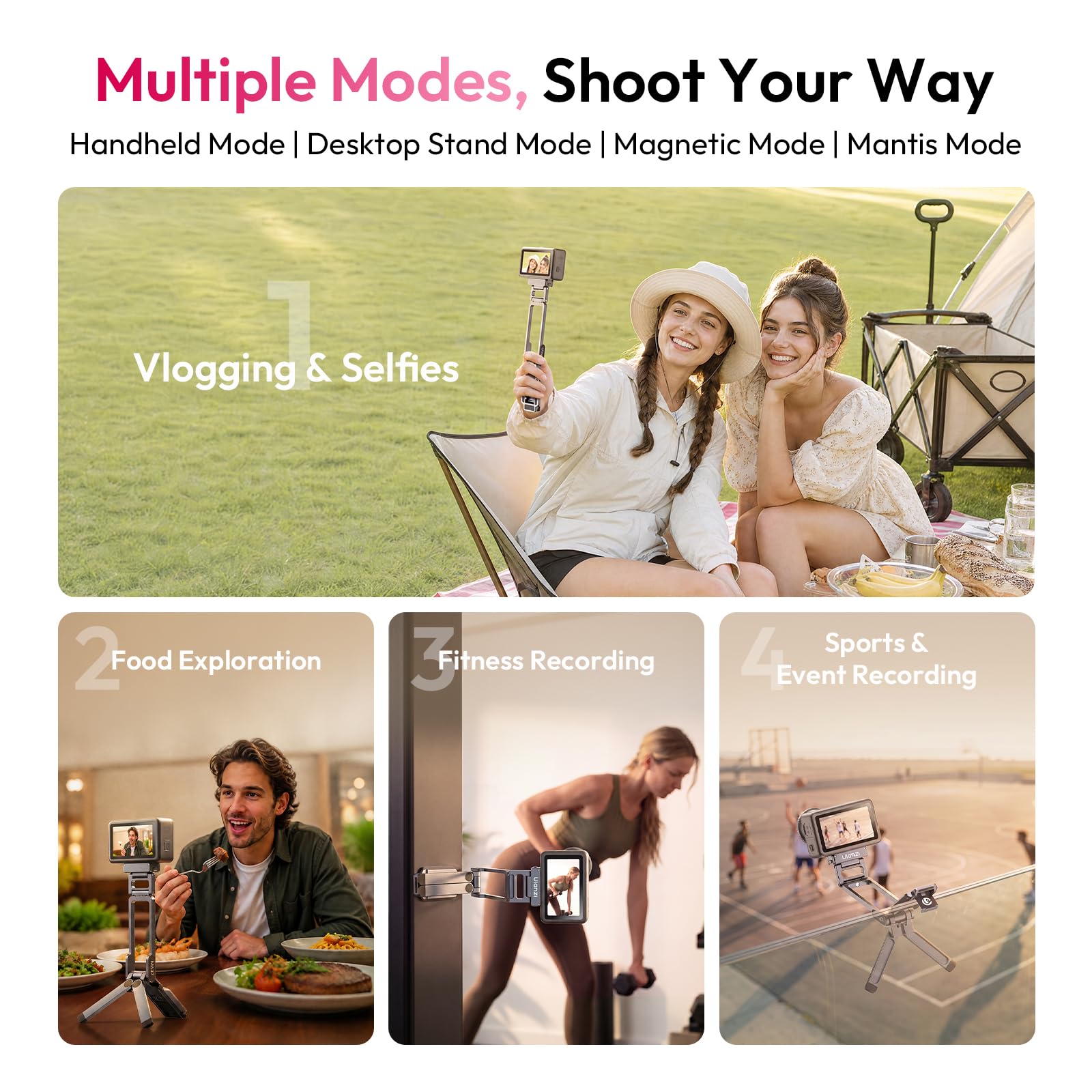 ULANZI MA37 Mini trépied à dégagement Rapide Compatible avec DJI Osmo Action 6 et Action Nano, trépied de Table magnétique à Verrouillage Rapide avec Griffe Froide 1/4-20, Perche à Selfie Vlog en