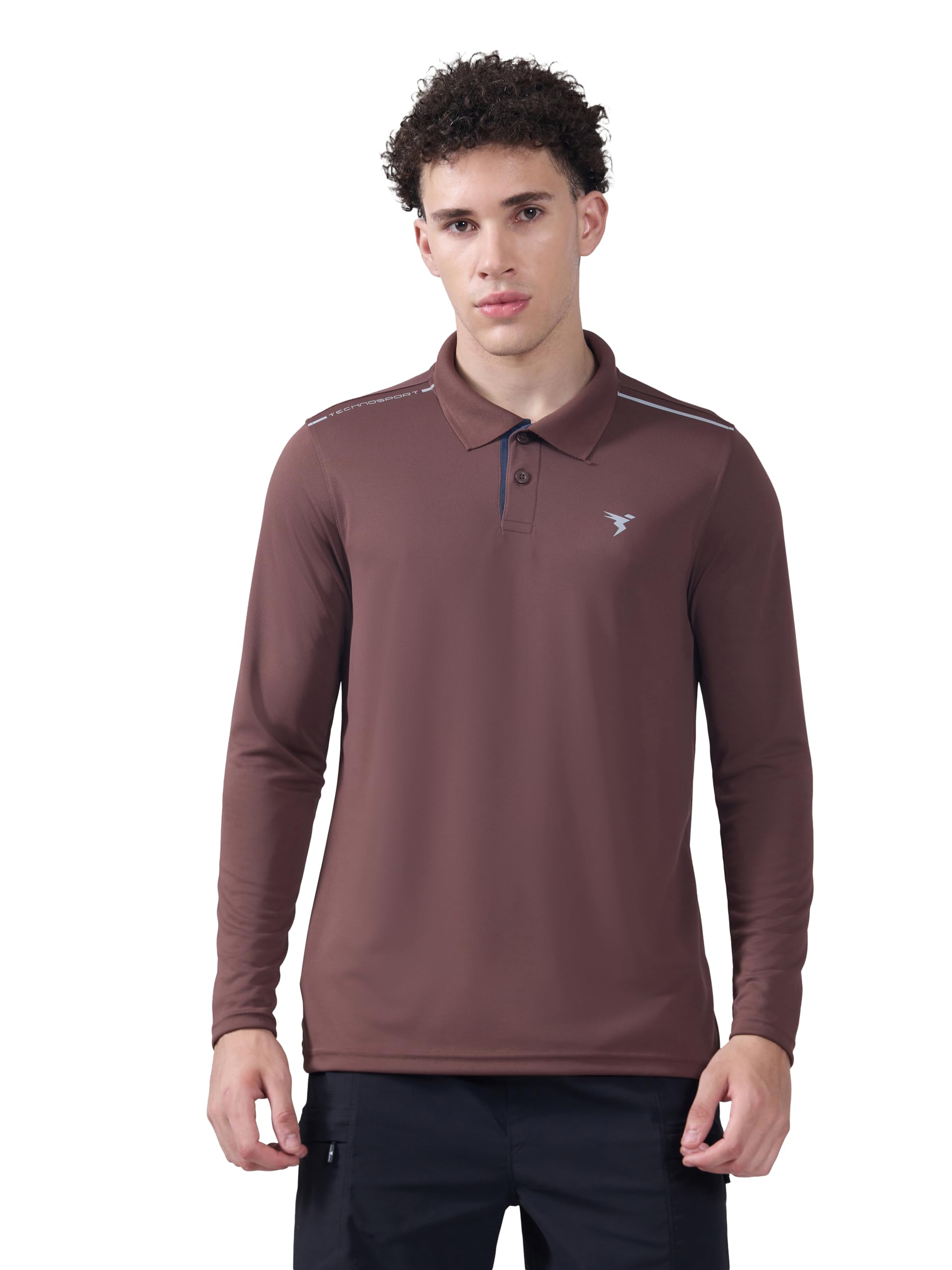 technosport Men's Solid Full Sleeve Polo T-Shirt TECHNOCOOL+ Quick Dry Slim Fit Sports Tee for Travel Casual Smart Wear UPF50+ Anti Odour-picture-34
