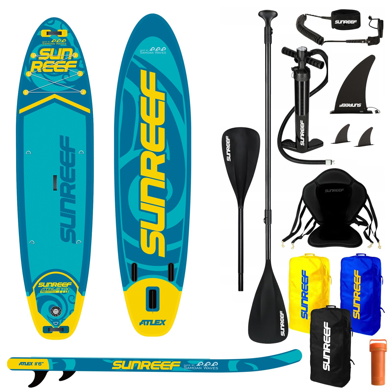 SUNREEF SUP 350cm 200kg Stand UP Paddle Board Sitz Set Surfboard aufblasbar 2in1 Blau