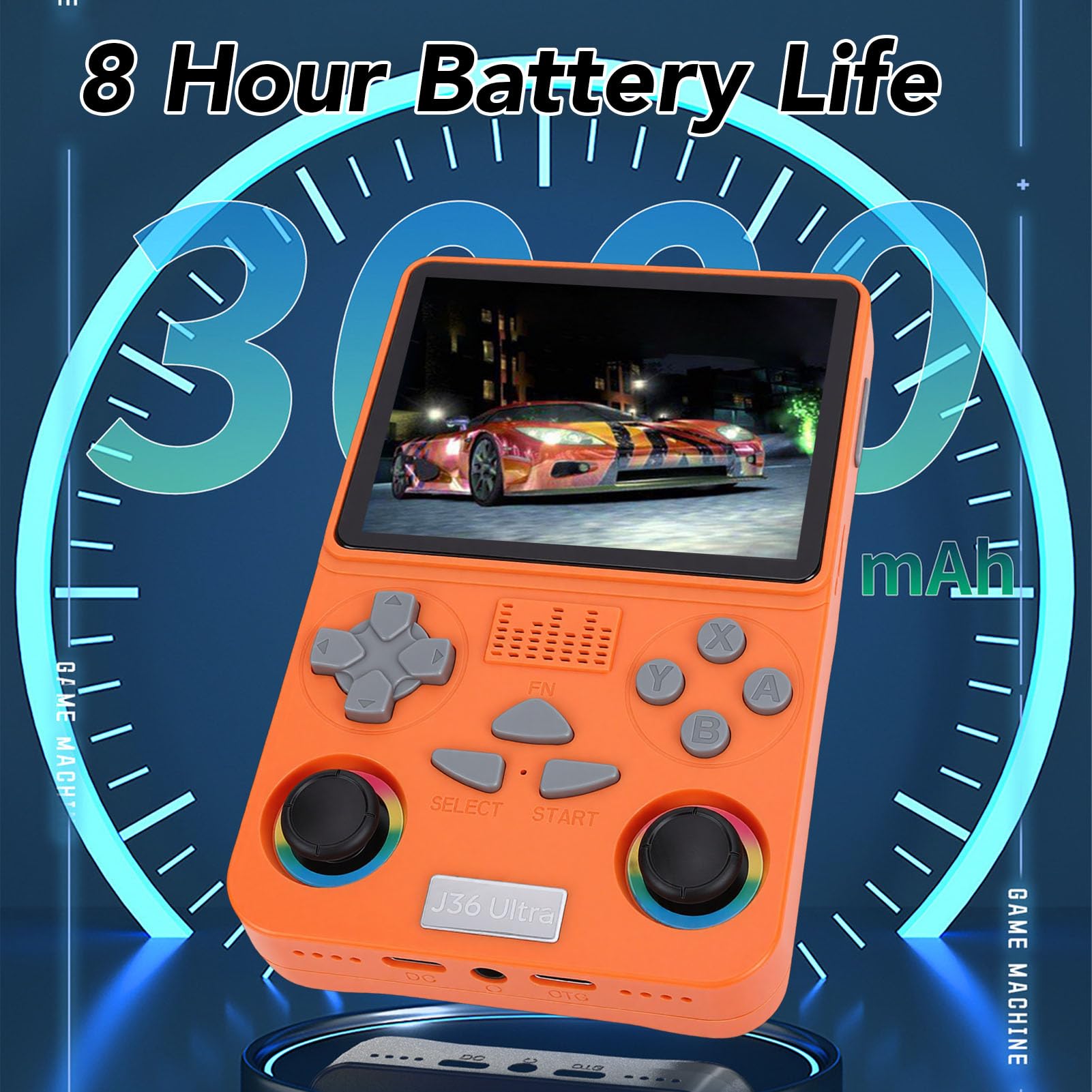 Wakects Console di Gioco Portatile retrò, Console di Gioco retrò WiFi con Schermo da 4 Pollici 720x720, 64 GB Incorporati, Batteria da 3000 MAh, Lettore Portatile ABS per Giochi Domestici in Viaggio