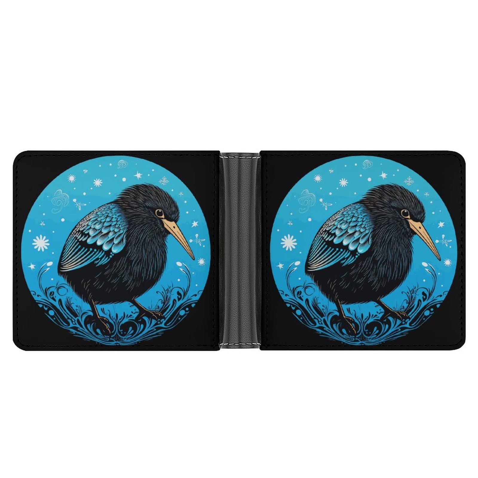 Kiwi Bird Bifold Wallet PU Leather Coin Purse Lightweight Credit Card Holder Wallet Money Clip