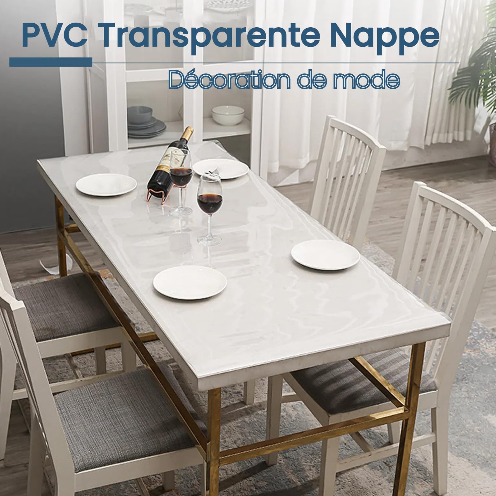 bimiti Tischdecke Transparent Wasserfest Tischschutz 2 mm mit Abgeschrägten Kanten PVC Tischfolie 200 cm x 100 cm Durchsichtige Tischschutzfolie Abwaschbar Fettdicht