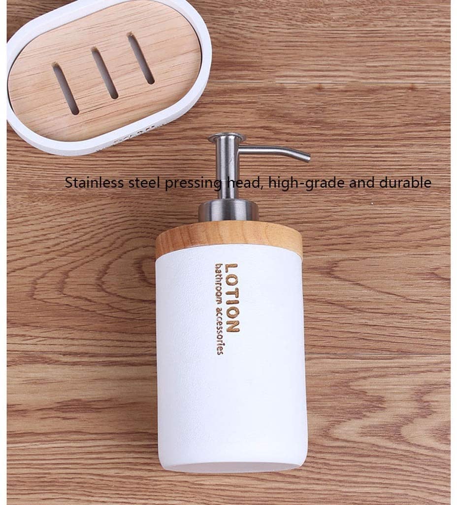 Dispensador Jabón Set Juego De Accesorios De Baño De Resina Nórdica, Dispensador De Jabón De Moda, Soporte para Cepillo De Dientes, Vaso, Jabonera, Baño Baño Accesorios(White,6pcs)