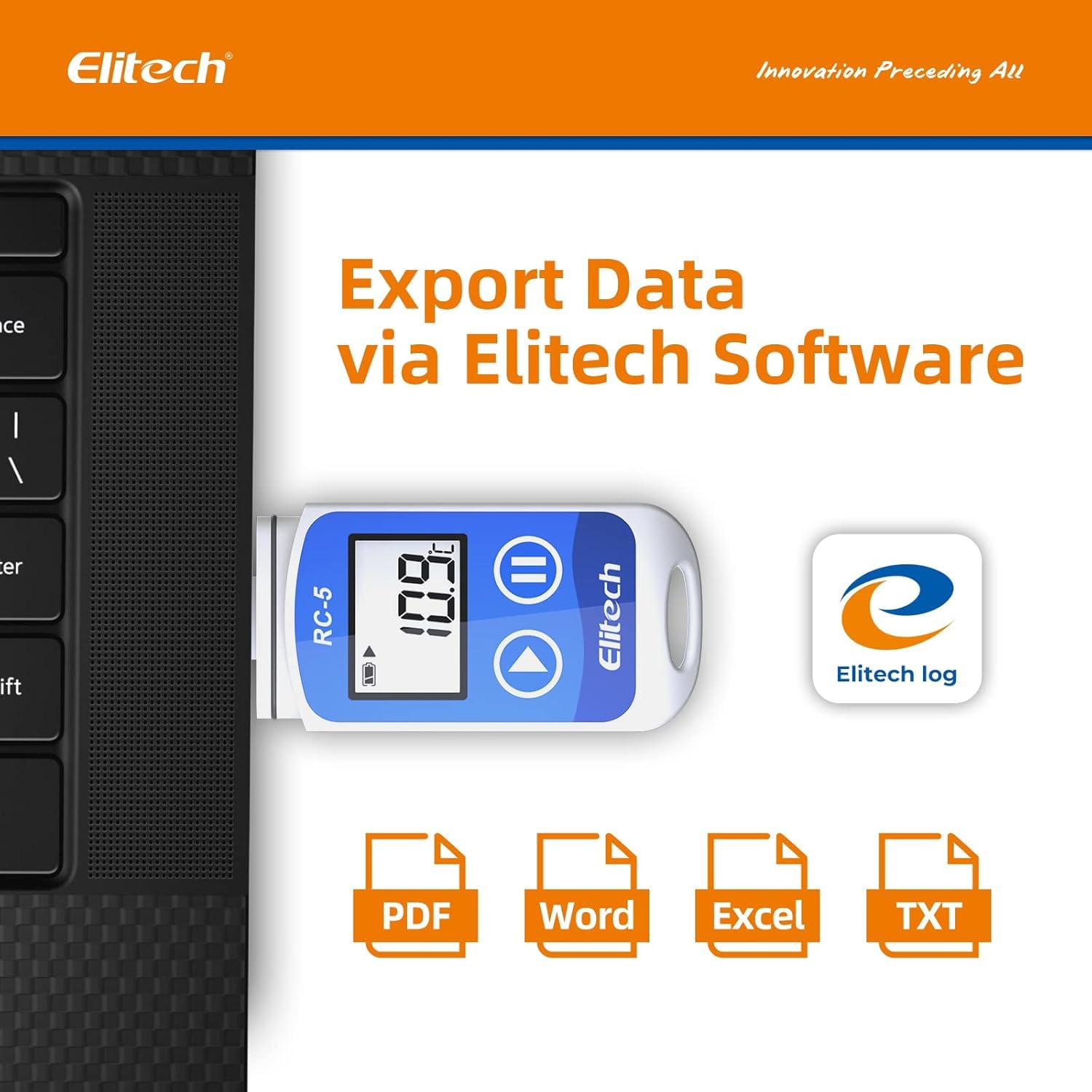 Elitech RC-5 Rilevatore di Temperatura Data Logger USB con Display LCD 32000 Punti -30°C a +70°C