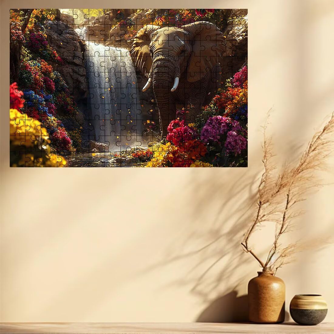 Puzzle 2000 sztuk słonia, jesienne puzzle, drewniane puzzle zabawne wyzwania kreatywna rozrywka, klasyczne puzzle zabawa opakowanie wysokiej jakości, pomysł na prezent dla kobiet, 99 x 70 cm -1358
