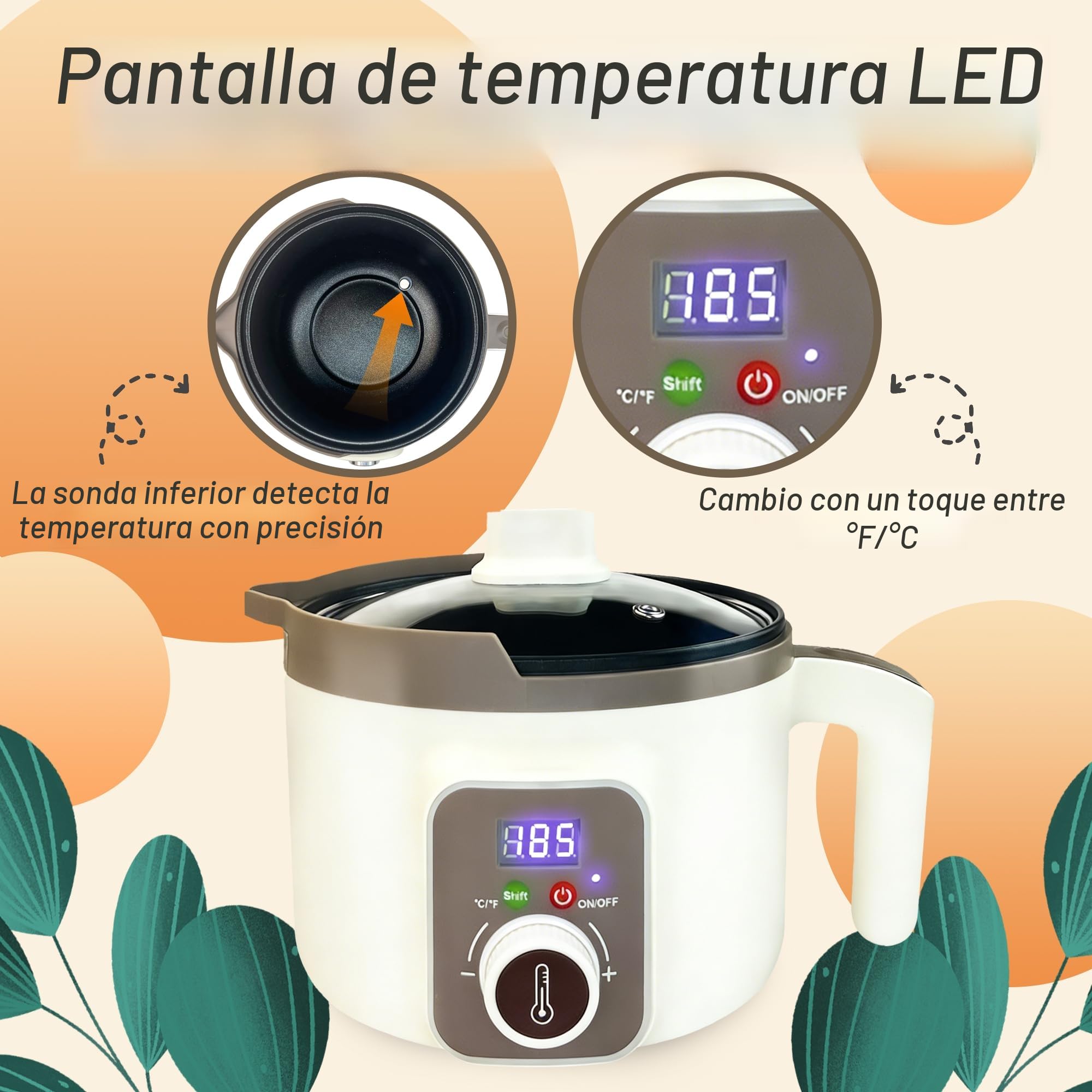 Olla de fusión de vela digital con pantalla de temperatura, inteligente derretidor de cera para velas, no pegajosa y fácil de limpiar, fundidor eléctrico cera para velas DIY