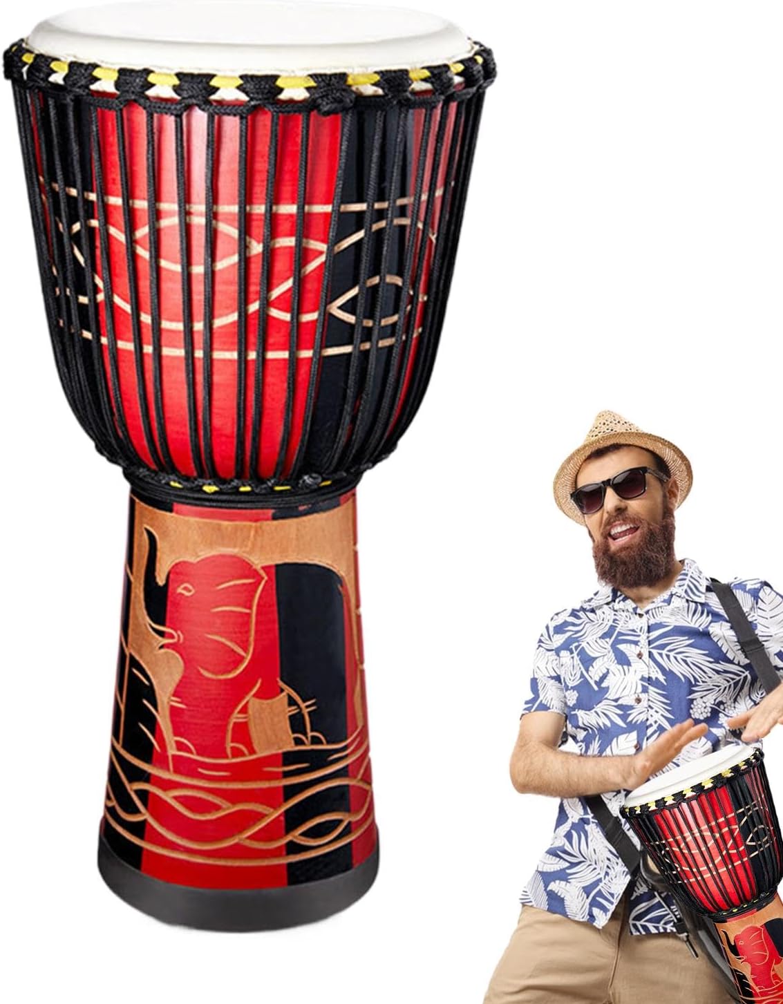 Bongo Hand Drums | 8-Inch African Inspired Multicolored Hand Drum - Percussion Instruments, Artistic Music Decoration for Stage Performances, Activities, Music Lessons - Image 1 of 9