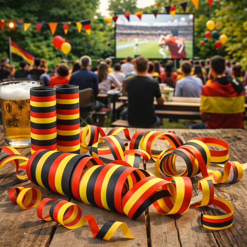 Carpeta 54 Luftschlangen Deutschland Deko WM 2026 Party Schwarz Rot Gold Flagge 3 Rollen
