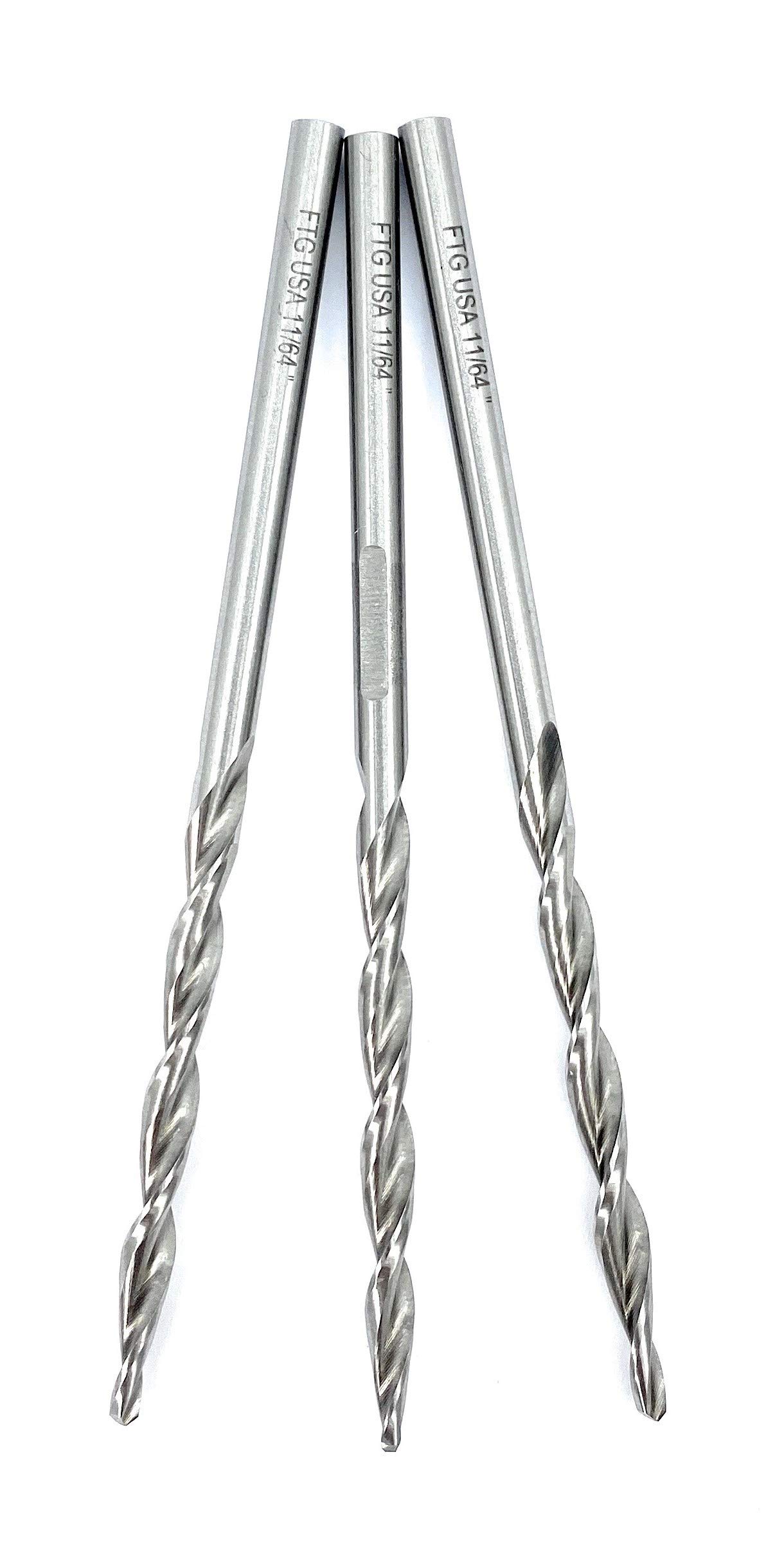 FTG USA 3 Pc #8 (11/64") Replacement Tapered Countersink Drill Bit Set Same Size Countersink Bit Replacement Only