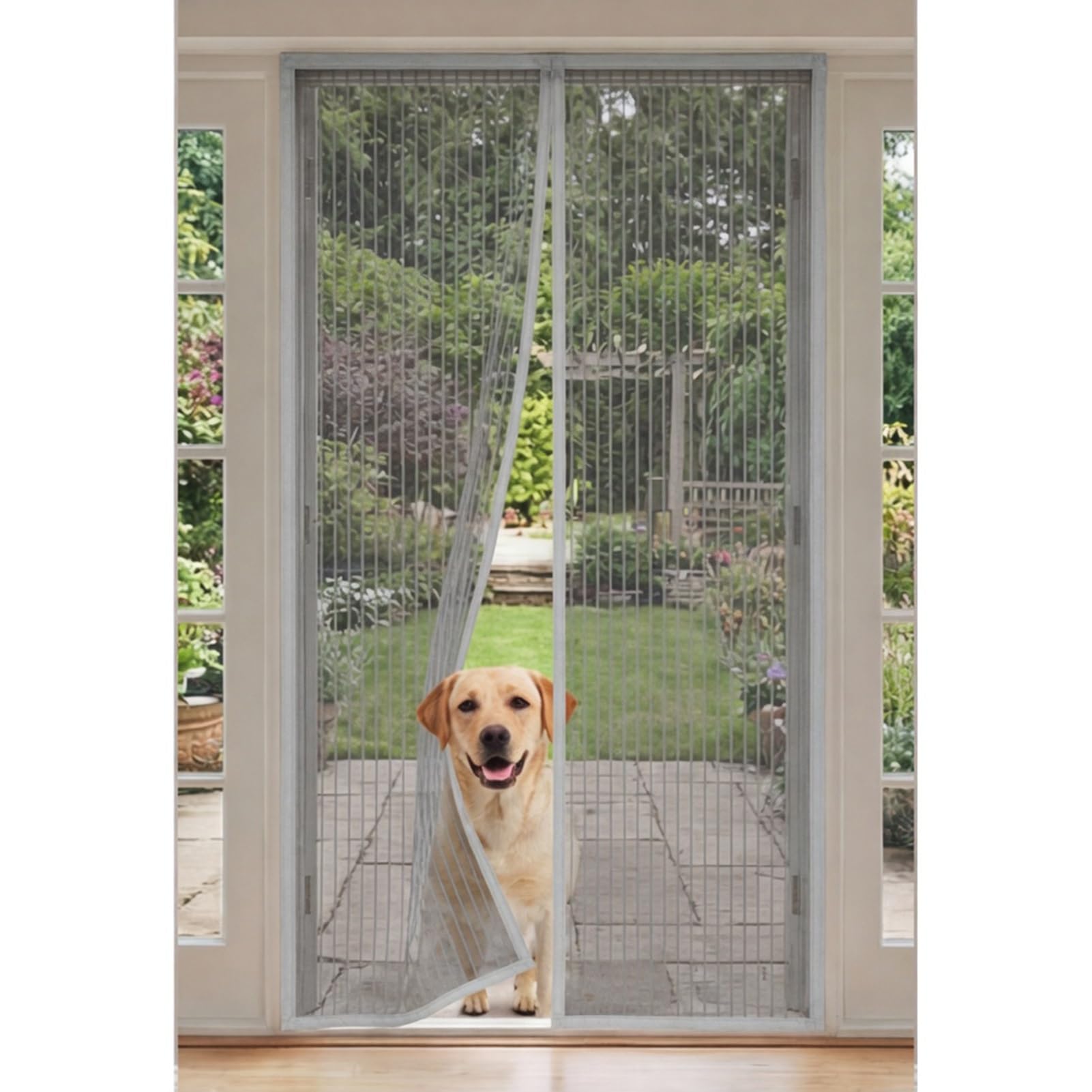 Goutui Grey Fly Screens Doors 145 X 193 Cm Frame Hook & Loop Hundreds Of Sizes Fly Insect Screen Door With Powerful Magnets Keeps Bugs Out No Drill Installation Automatically Closes,