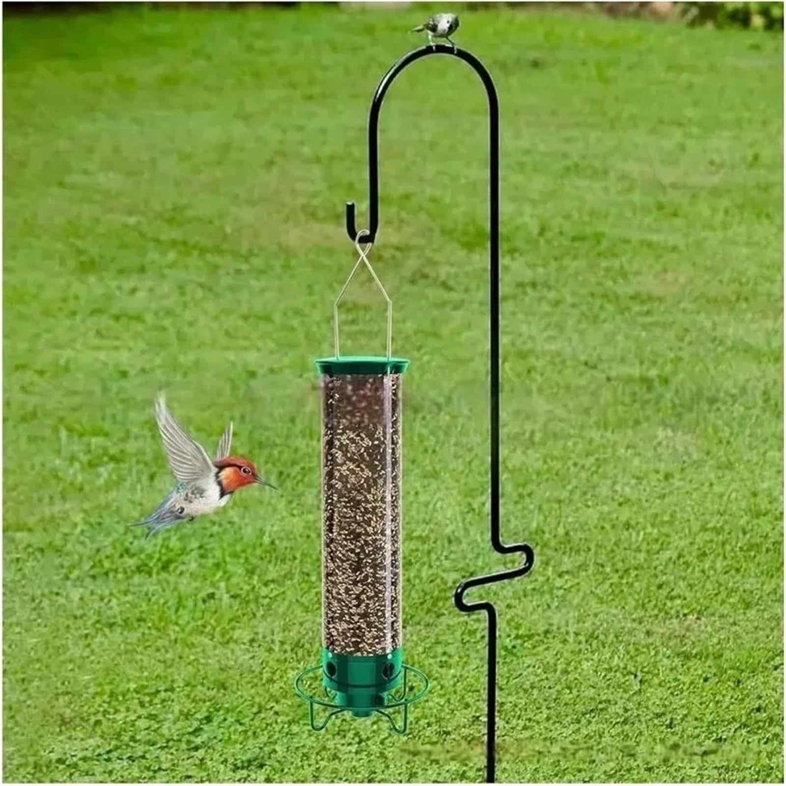 Mangiatoia for uccelli sospesa a prova di scoiattolo, girevole a 360° | Struttura rotante che si attiva con peso elevato, protegge i semi per gli uccelli esterni(No core)