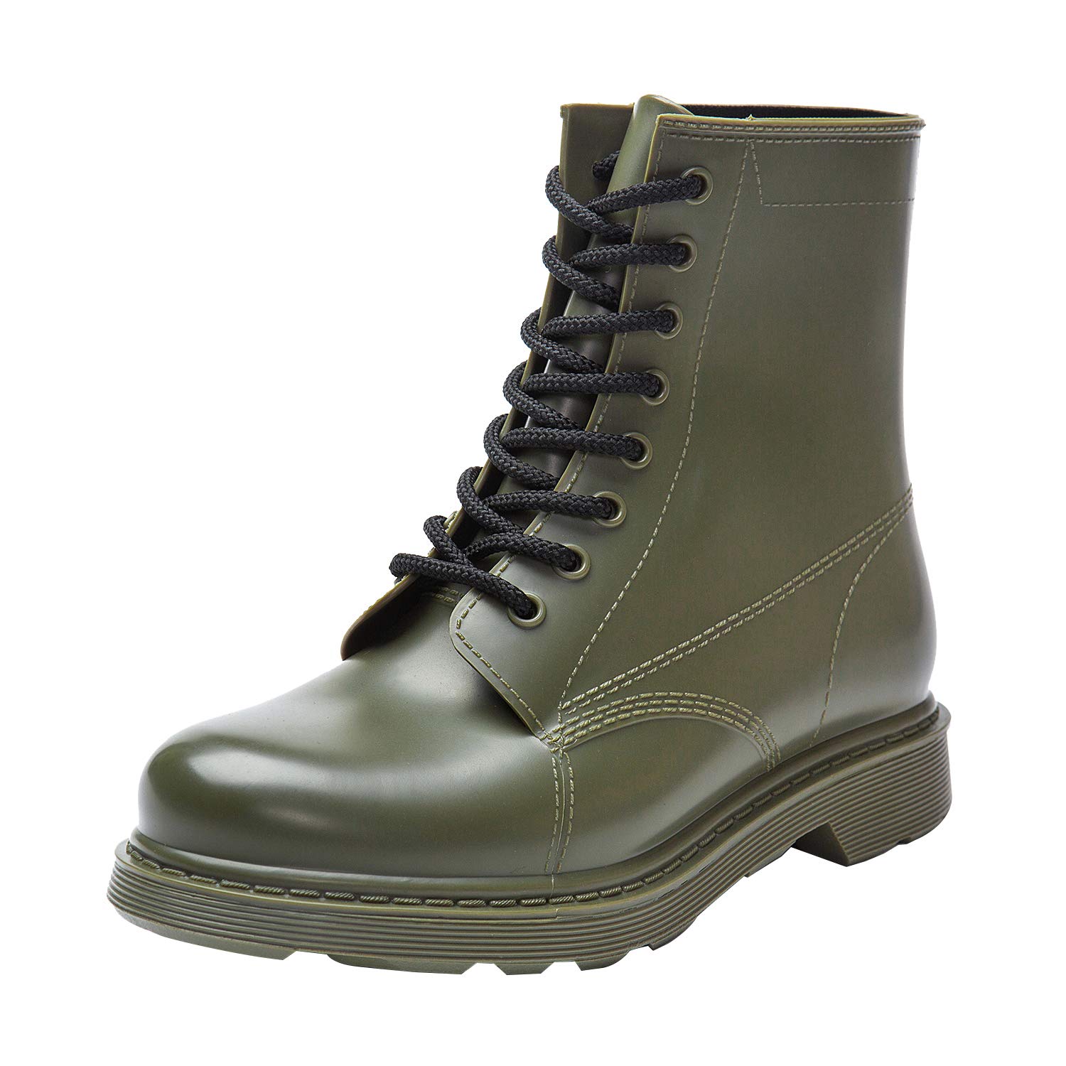 DKSUKO Women's Waterprool Ankle Boots with Lace Up, Low Heel Non-Slip Outdoor Martin Boots