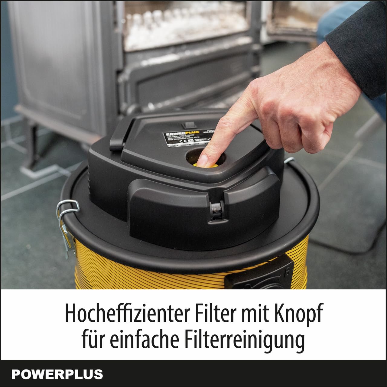 POWER plus Staubsauger POWX3018 Aschesauger für Kamin - 1800W - 20L Auffangbehälter - 2m Kabel - Inkl. Blasfunktion und austauschbarem Filter - Geeignet für Kamin, Werkstatt, Grill und Ofen