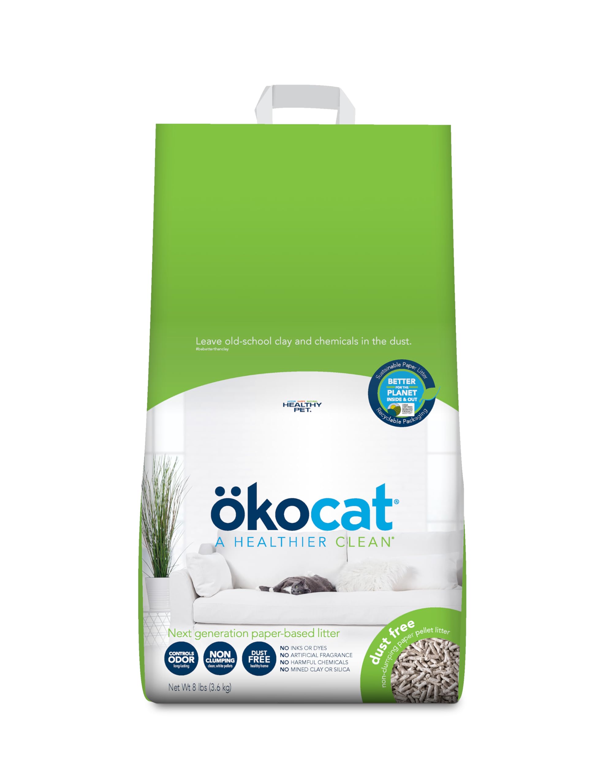 ÖKOCAT Dust Free Non-Clumping Paper Pellet Cat Litter