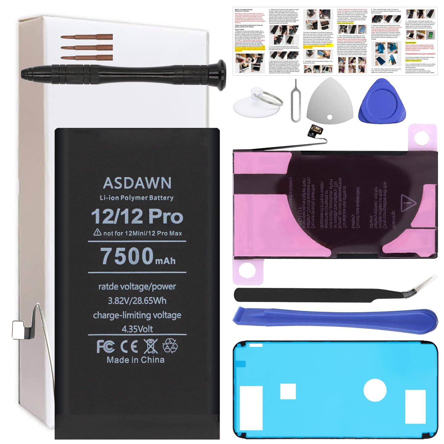 Amazon.com: ASDAWN 7500mAh Battery for iPhone 12/ iPhone 12