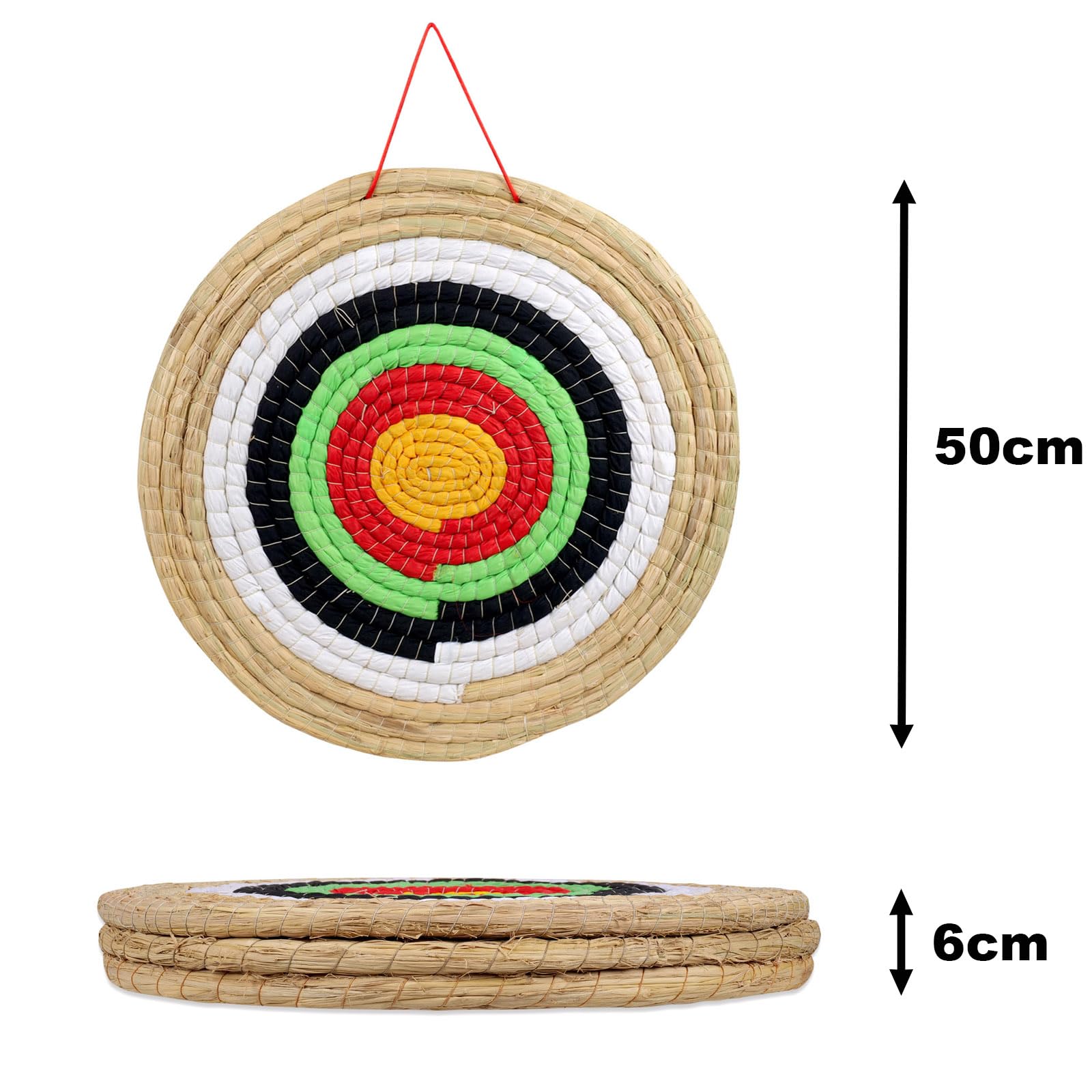 Zielscheibe aus Stroh 50cm / 20 Zoll für Bogensport | Traditionelle Strohscheibe mit 5 Zielringen | versch. Stärken
