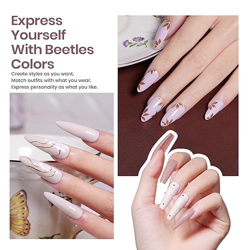 Miniatura 4 de Beetles - Kit de esmalte de uñas en gel con luz ultravioleta, de 6 colores, blanco nieve, rosa y nude, con capa base de gel y superior, aceites