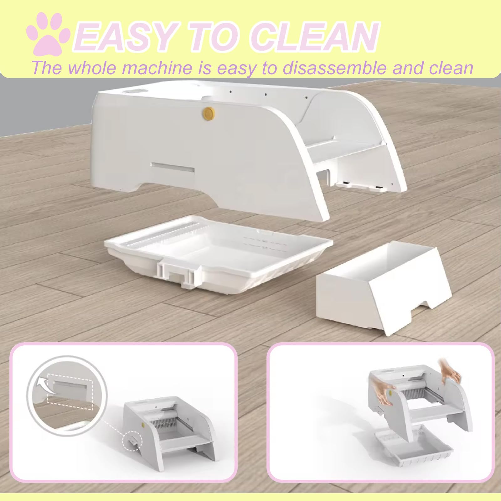 Elektrische Selbstreinigende Katzentoilette Katzentoilette, Automatische Roboter-Katzentoilette, Mit App-Steuerung/Oben Offen/LadegeräT/MüLlbeutel/Kamera/GeräUscharmer Betrieb