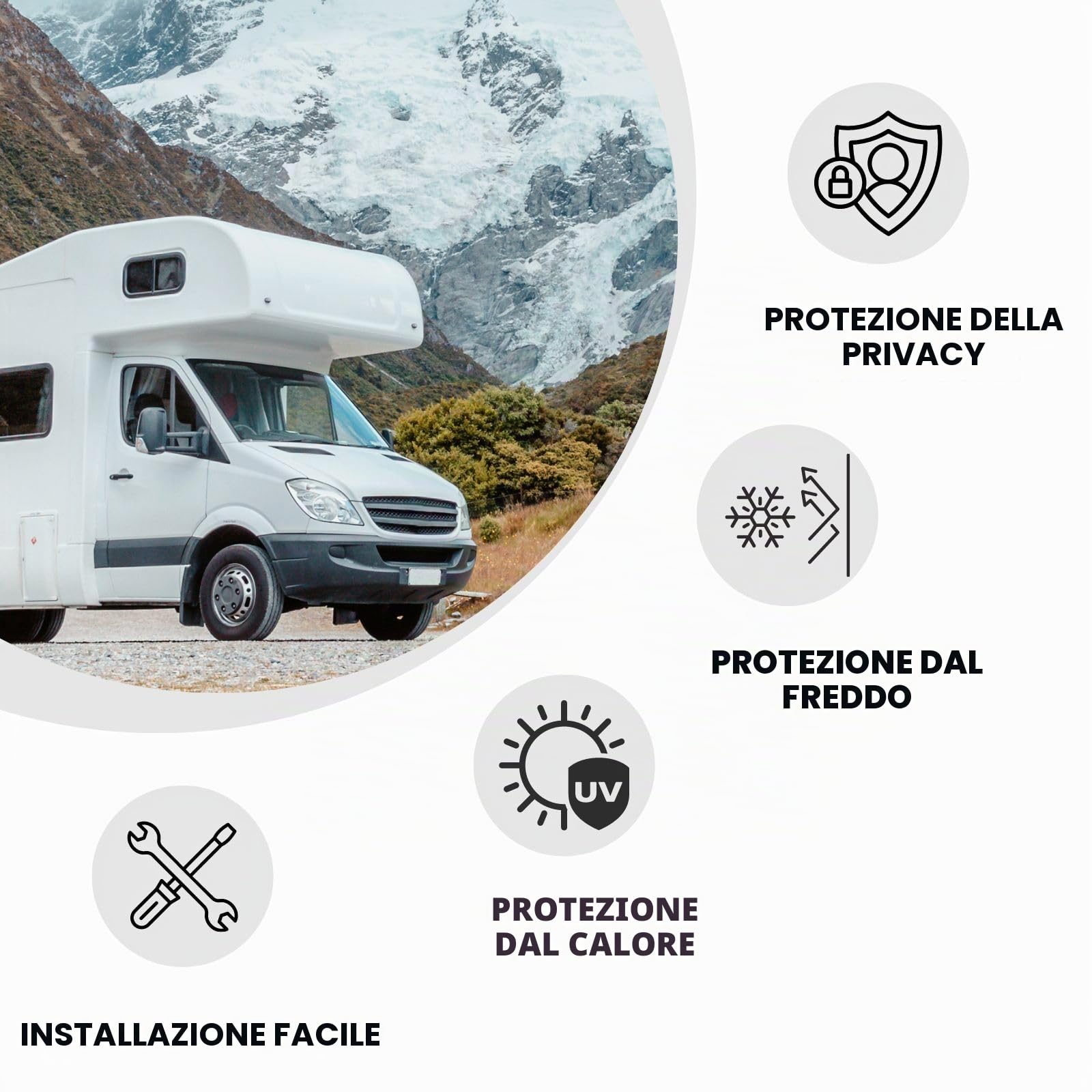 Marvix Tenda termica per cabina interna, 9 strati, copertura per finestrino per Fiat Ducato, Boxer e relè 2006-2024 per camper e camper