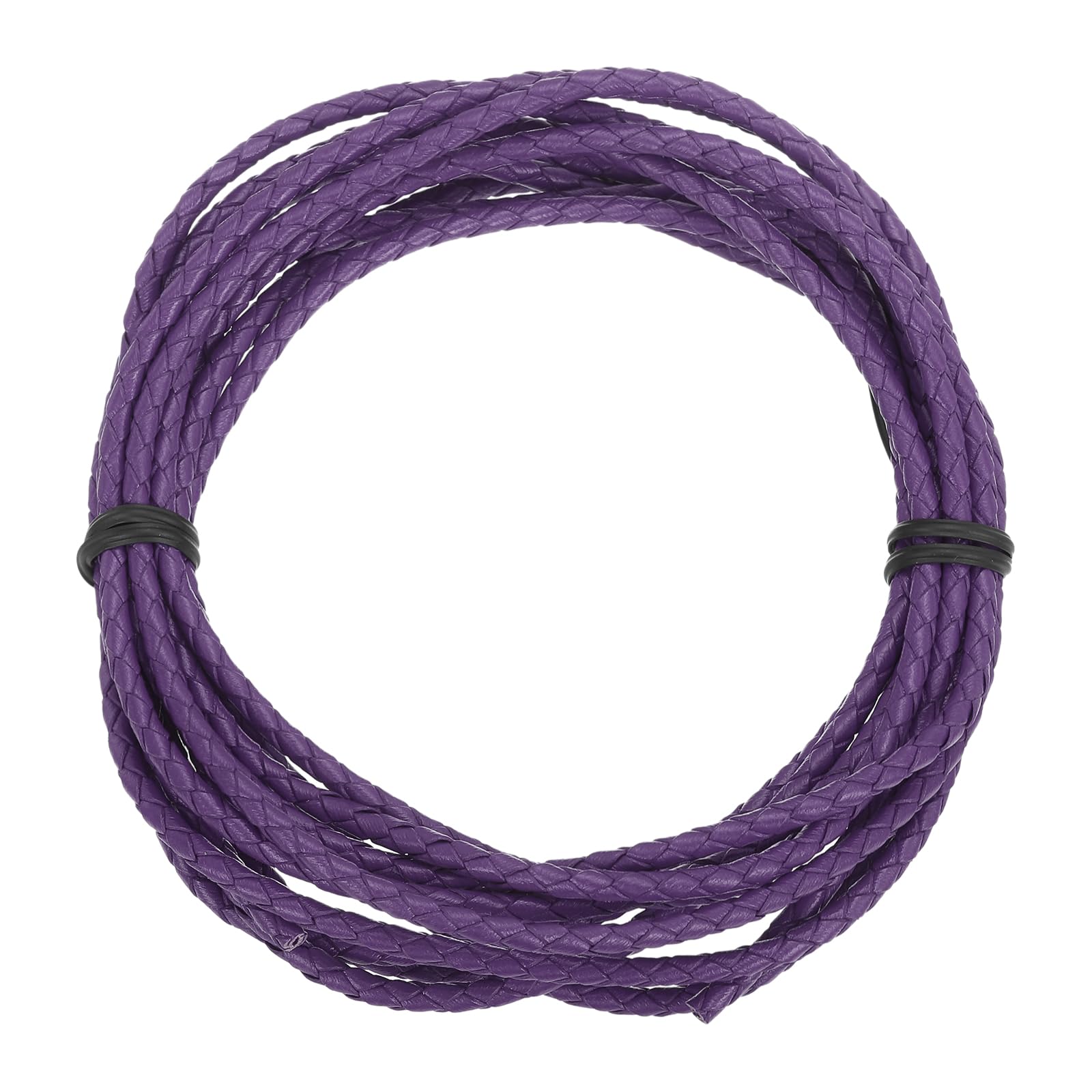 sourcing map 3.3 Yards Bolo Tie Cord 4mm Diameter Round Braided Leather Strip 3 Meters Long for Bracelet Necklace Beading, Dark Purple