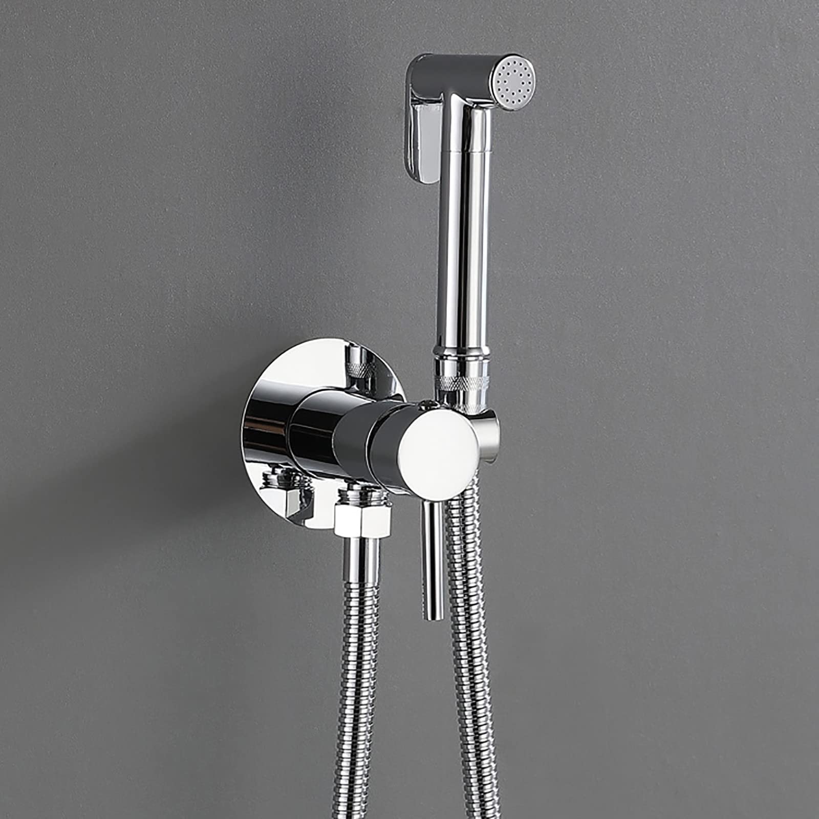 Ręczne przenośne bidet, Ręczna natryskowa słuchawka bidetowa do toalety, mosiężna, pojedyncza rączka, z wężem prysznicowym 150 cm, wielokolorowa(Chrome)