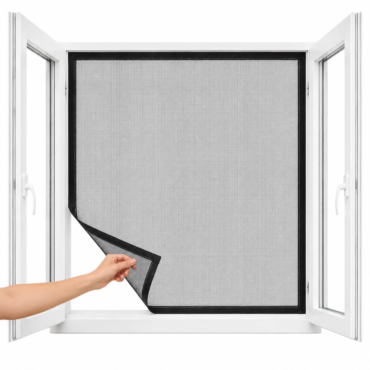 Zanzariera per Finestra e Portafinestra, con Velcro Incluso, Facile da Montare, Nero, 130x150cm, Rete Antizanzare Anti Insetti