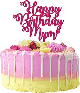 Custom Happy Birthday Mum Cake Topper Mummy Decorations- Personalise with ANY NAME Mum, Mummy, Nanny - Custom Happy Birthday Cake Topper - Food Safe 3mm Thick Acrylic Cake Decoration