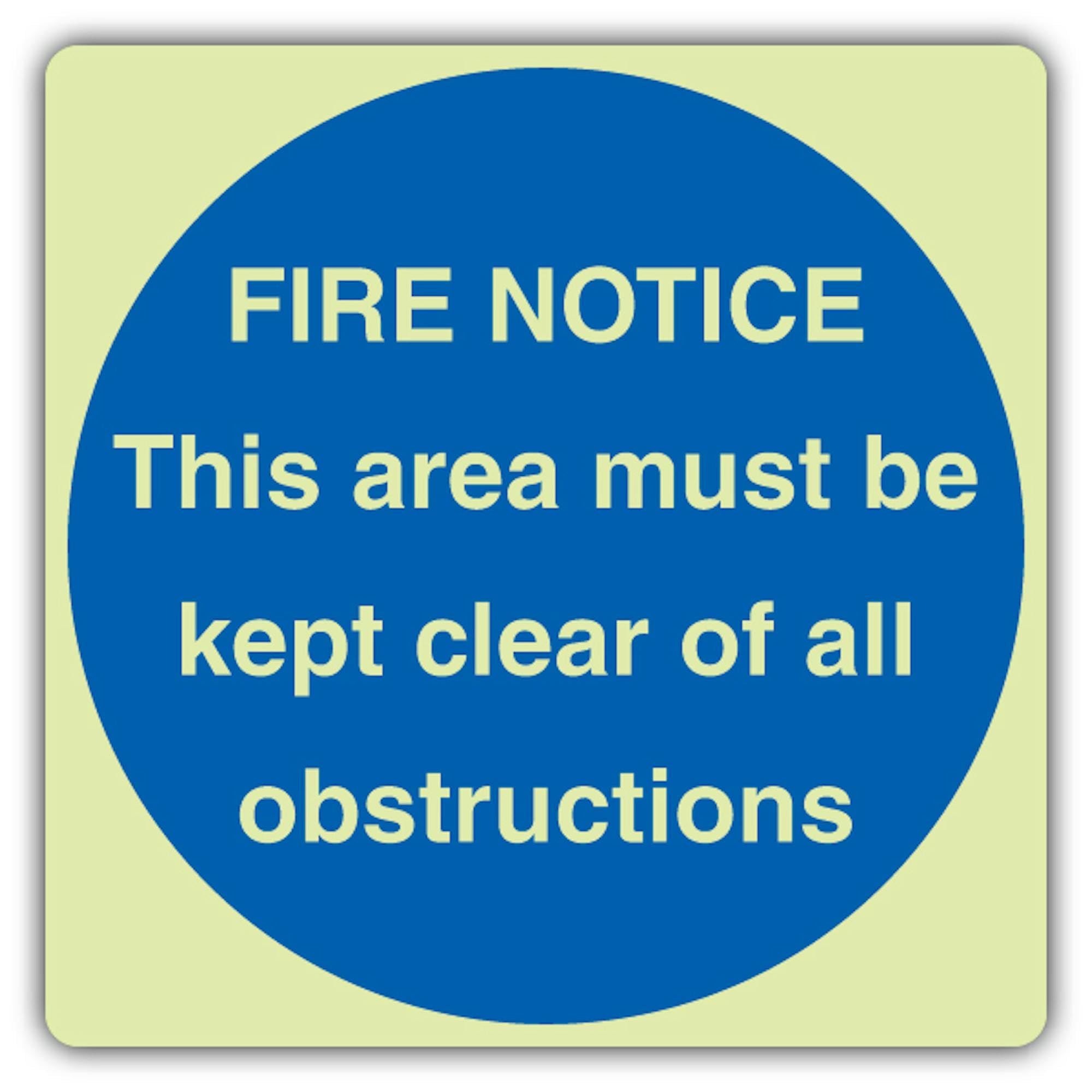 V Safety - Señal transparente que brilla en la oscuridad con mensaje en inglés "This Area Must Be Kept", 450 x 450 mm, hecho de plástico rígido de triple brillo, señalización de seguridad contra