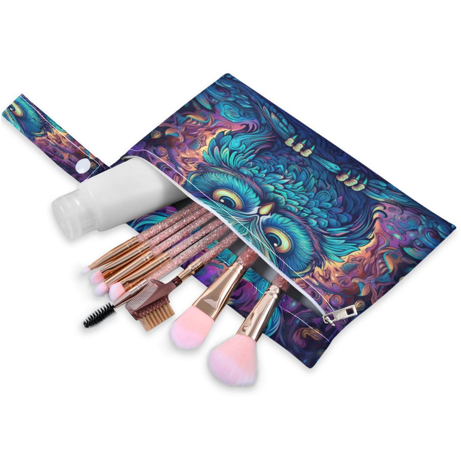 ATTX Neon Owl Wet Dry Bags 2-Pack - Reusable Cloth Diaper Storage for Travel, Beach & Gym | Multi-Use Waterproof Bags for Swimsuits, Baby Clothes, Sports Gear#198