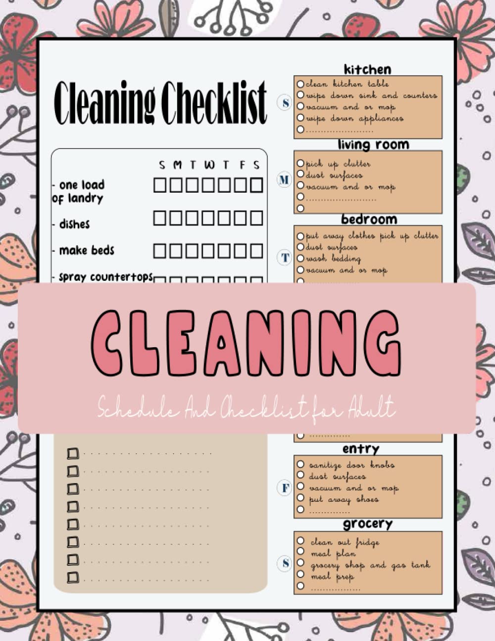 Cleaning Schedule And Checklist For Adult: Weekly Cleaning Schedule Checklist for women| Household Chores with Check Lists| 130 page 8.5 * 11 inches |