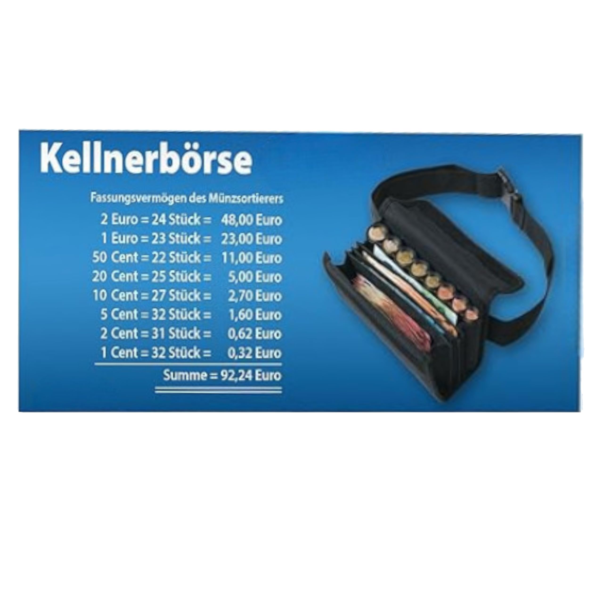 flevado Sac de serveur unisexe avec distributeur de pièces de monnaie à 8 compartiments - Sangle de transport - Fermeture magnétique - Distributeur de monnaie