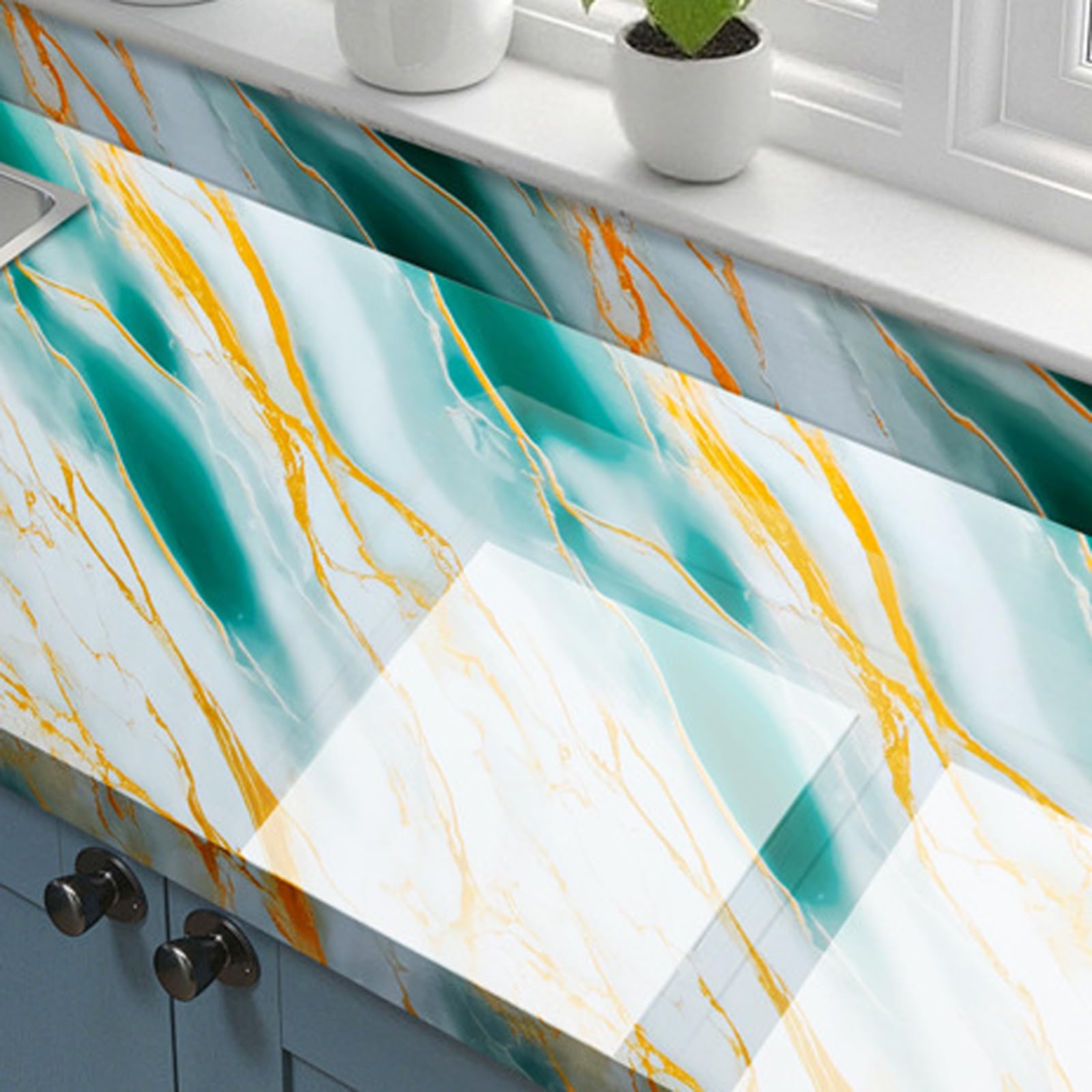 Foelanne Style 2 Back Self Adhesive Wallpaper, Marble Contact Paper Self Adhesive Multicolor Multiple Sizes(,5M*60Cm)