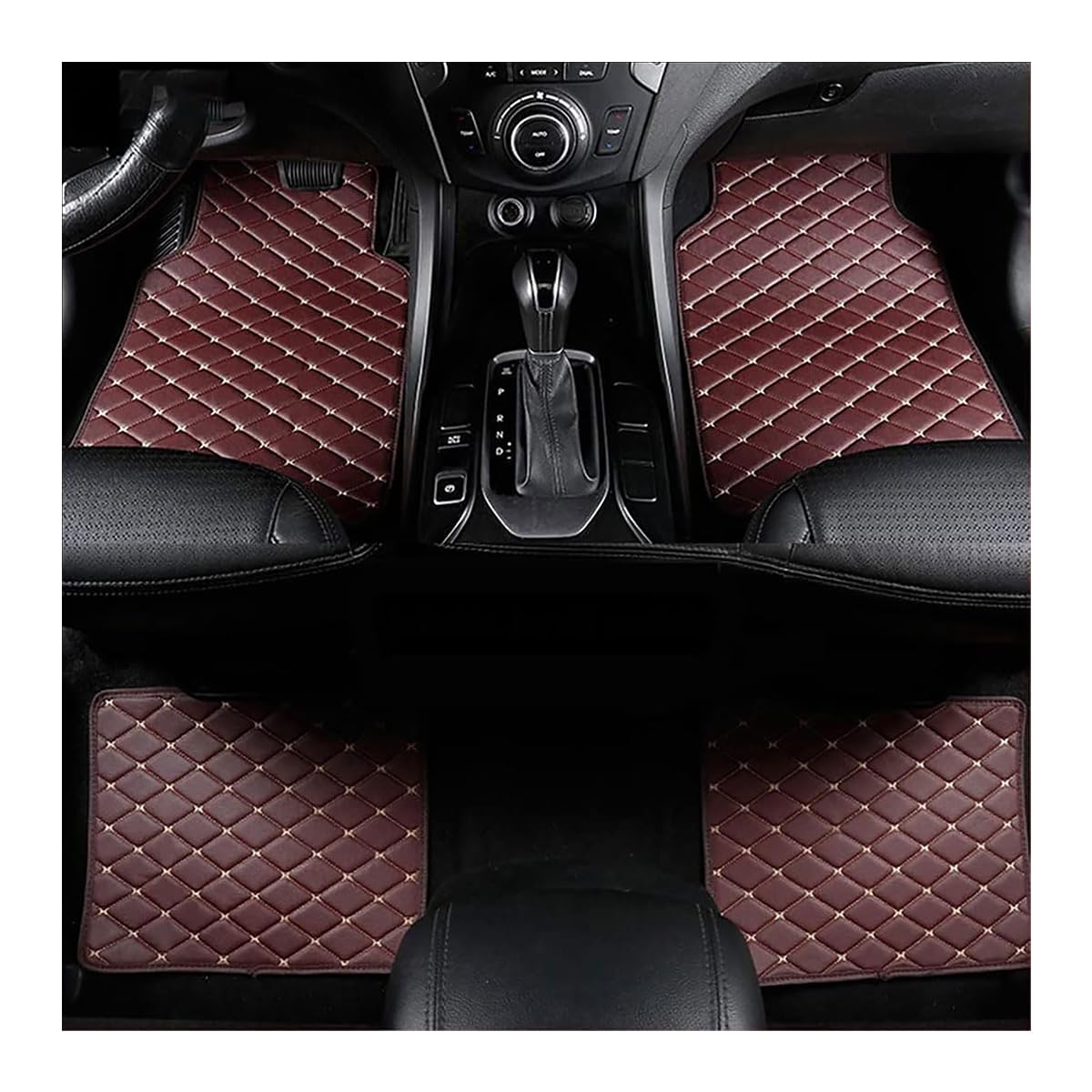 4 Pcs Leather Car Floor Mats for Mitsubishi Xpander 1st Generation 2017-2022, Custom Front Rear Row Foot Pads Liners Waterproof Anti-Slip Carpet Protection Interior,G/Coffee