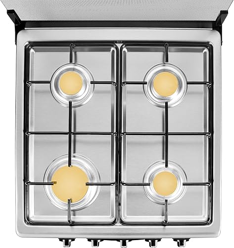 Miniatura 6 de Cocina de gas independiente de 20 pulgadas, estufa de gas de 4 quemadores con horno de 65 L, cuerpo de acero inoxidable 201, puerta de vidrio