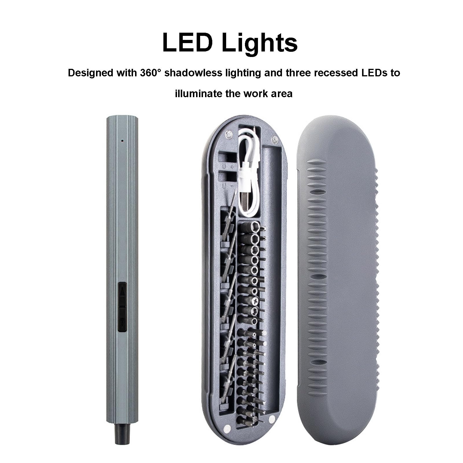 Cacciavite elettrico Cacciavite ricaricabile senza fili con luce a LED con batteria da 45 bit 200r / min 320mAh per riparazione elettronica domestica Smartphone portatile