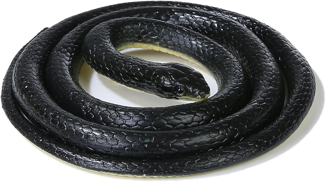 Laojbaba Realistic Rubber Fake Snake Toy 52 inch Mamba for Garden Props and Practical Joke